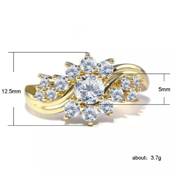 Gold Simulated Diamonds Ring - Picture 3 of 7